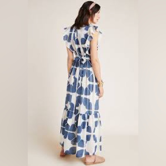 The Odells - Seville Blue and White Ruffle Maxi Dress - Picture 5 of 10